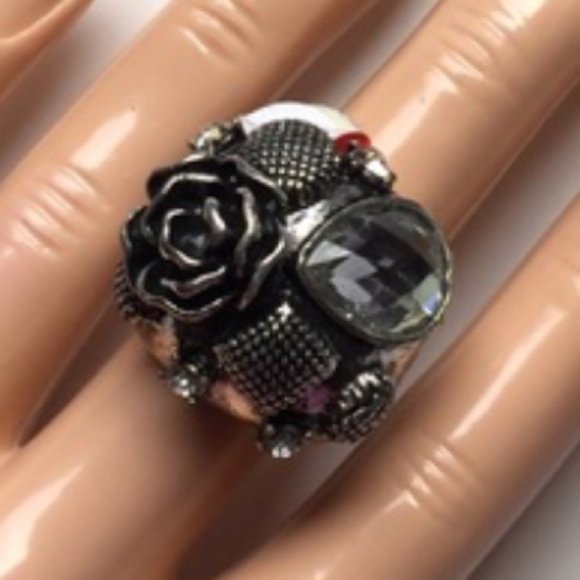 Brand New Adjustable Ring‎ Silver Rose Fashion - Picture 1 of 16